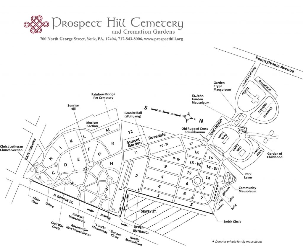Prospect Hill Cemetery Map Prospect Hill Cemetery Cremation Gardens